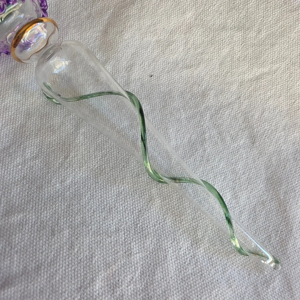 Thomas Pacconi Museum Series Blown Glass Christmas Ornament Green Purple Icicle